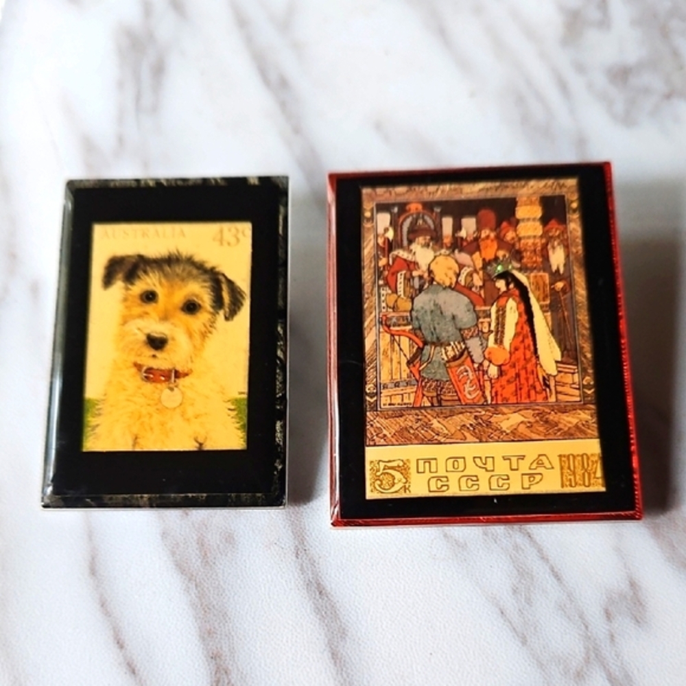 2 Internation Postage Stamp Pins